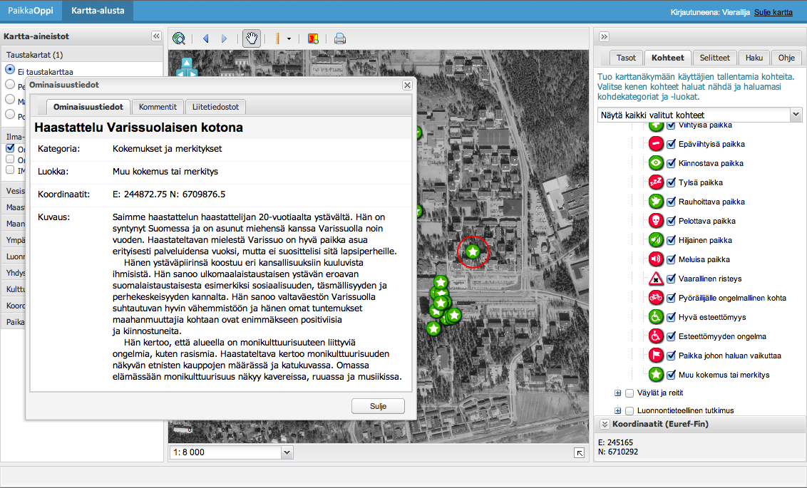 20 PaikkaOpin karttapalvelu mahdollistaa käyttäjien tuottaman paikkatiedon lisäämisen karttapohjalle.