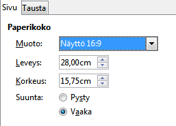 kuvien kuvasuhteet. LibreOfficen Impress ohjelmassa samanlainen kuvasuhteen muunnos tehdään seuraavan kaavan mukaisesti.