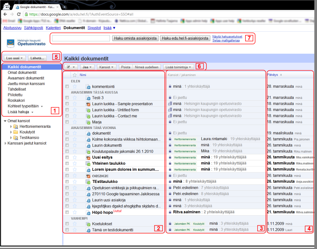 2. Dokumenttien hallintanäkymä 2.