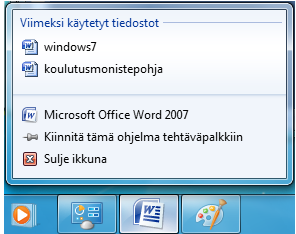 Windows 7 6 (37) Tehtäväpalkki Käynnistä-painike Käynnissä olevia ohjelmia Ilmaisinalue Tehtäväpalkin ominaisuudet, ilmaisinalue Klikkaa tehtäväpalkkia hiiren oikealla painikkeella ja valitse