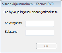 1.1 Ohjelman käynnistys Kuva 1.3: Sisäänkirjautumisikkuna. Sisäänkirjautumisikkuna (Kuva 1.