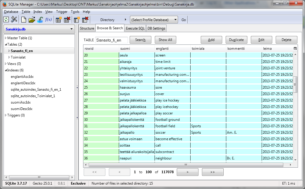 "INSERT INTO Sanasto_fi_en (suomi,englanti,toimiala,kommentti) VALUES (@suomi, @englanti, @toimiala, @kommentti)"; mainform.sql_cmd.parameters.addwithvalue("@suomi", mainform.sana.suomi); mainform.