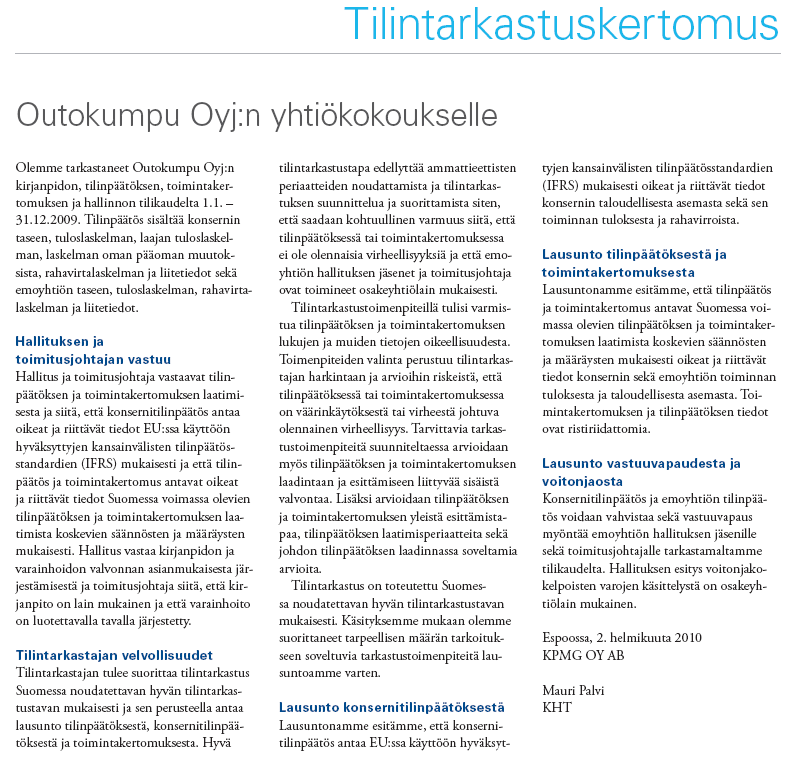 Tilintarkastuskertomus 2009