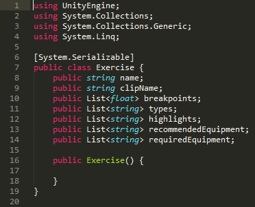 25 Tällaisia tietotyyppejä ovat esimerkiksi Exercise-, CustomExercise- ja Protocol-luokat.