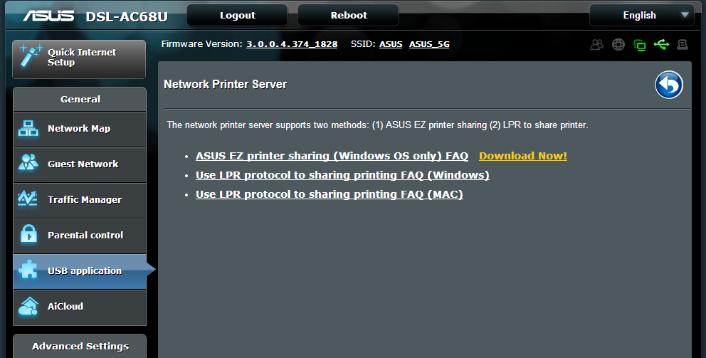 Verkkotulostimen asettaminen Käytä Network Printer Setup (Verkkotulostimen asetus) -apuohjelmaa USB-tulostimen asettamiseen langattomalle reitittimelle ja jaa tulostin verkon muiden laitteiden kanssa.