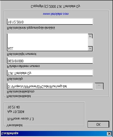 R-Phone käyttöohje 8.4.2005 TJK Tietolaite Oy 17 Kuva 16. Lisätietoja ikkuna. Työkalupalkki Työkalupalkissa on muutamia usein käytettyjä komentoja.