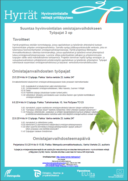 Tehtiin opiskelijoille työpajoista 3 op oppikurssi 3
