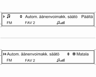 Infotainment-järjestelmä 125 CD 300 -malliin liittyviä esimerkkejä Valikkoelementit ja symbolit Oikealle osoittava nuoli 3 ilmoittaa: ensimmäinen alavalikkotaso on käytössä (kaksi nuolta = toinen