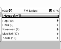 Infotainment-järjestelmä 137 Huomautus Jos asemaluetteloita ei ole luotu etukäteen, infotainment-järjestelmä tekee automaattisen asemahaun. Valitse haluamasi asema.