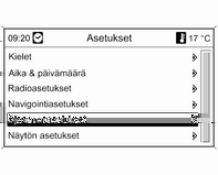 Mittarit ja käyttölaitteet 95 käytöstä poistaminen kytkettäessä peruutusvaihde. Pysäköintitutka/esteen tunnistus Pysäköintitutka: Ultraäänitunnistimien käyttöönotto tai poistaminen käytöstä.