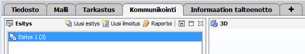 3D-näkymä muuttuu koko näytön kokoiseksi ja kontrolllipainikkeet ovat näkymän alareunassa (kts. Kuva 71).