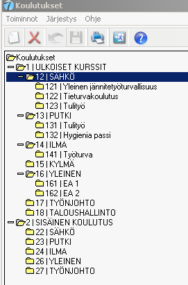 Kurssien rakennepuu Voidaan perustaa kurssirekisteri hierarkisella rakenteella, ylin taso esim.