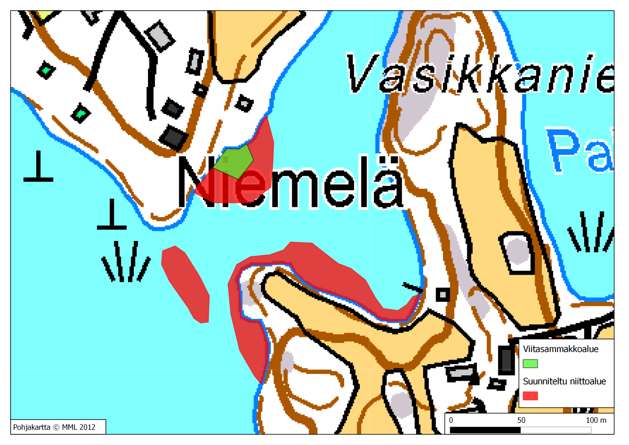 Niemelä, Kuivalahden suu Annilanselän itäpuolella Kuivalahden suualueella niitettäväksi suunnitellussa