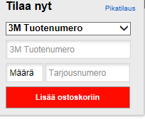TUOTTEIDEN TILAAMINEN Tilauksen voi tehdä viidellä tavalla 3M Online Centerissä. 1.