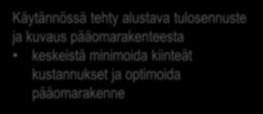 Liiketoimintasuunnitelma - Taloussuunnitelma Käytännössä tehty alustava tulosennuste ja