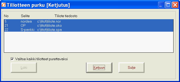 Marraskuu 2013 5 (44) Tikon versio 6.3.1 1 Kirjanpito ja reskontra 1.1 Tiliotteen purku Ketjutus-toimintoon Ketjutukseen on lisätty Tiliotteen purku toiminto.