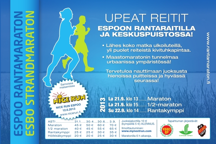 Mukavia tapahtumia kaudelle 2013: (Näiden järjestämiseen olemme täysin tai osittain syyllisiä : ) 23.5. Kurrenkierros (10km) Mainio testikymppi kesän alkuun.