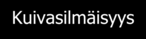 Kuivasilmäisyys Oire: hiekantunne, vetistys, punoitus, silmien herkkä ärtyminen (savu, tuuli, sauna) Hoitokokeilu: keinokyyneleet, pitkäkestoinen th