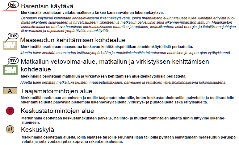 Otteet Itä-Lapin maakuntakaavasta ja Soklin hankkeen maakuntakaavasta keskeisine merkintöineen ja määräyksineen. 3.5 Maankäyttö 3.