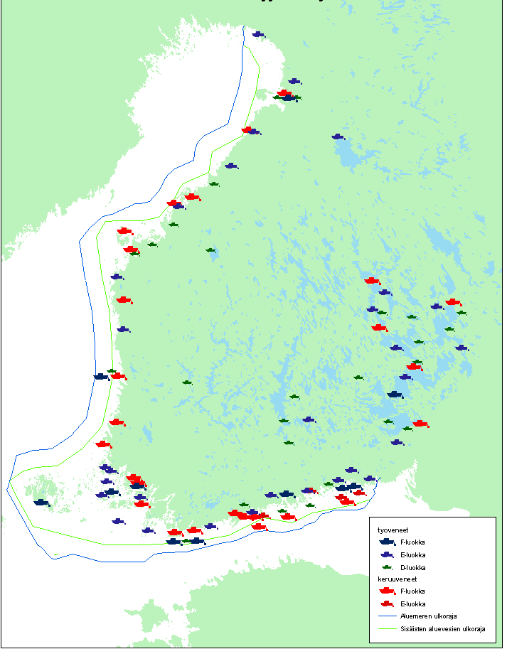 ÖT-alusta: 3 Merivoimat 2 Rajavartiolaitos 9 MeriTaito Oy 1