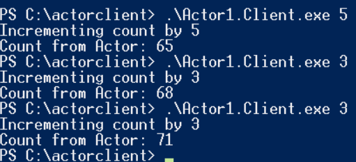 Actor Client public static void Main(string[] args) { var proxy = ActorProxy.