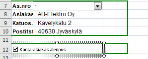 Avaa Laskutus-niminen taulukko ja muotoile se seuraavan kuvan mukaiseksi. Kuva 181 Laskutus-lomake on erinomainen esimerkki lomakkeesta, jossa voit käyt tää erilaisia lomakeobjekteja apuna.