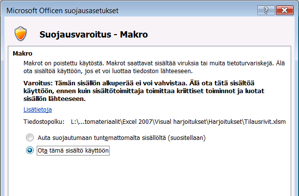 Makrot Excel 2007 Makro on automatisoitu toimintosarja, kokoelma Excel-toimintoja, jotka suoritat yhdellä komennolla, näppäinpainalluksella tai painiketta napsauttamalla.