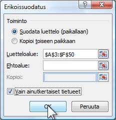 Kyselyt, raportit ja poiminta Excel -ohjelmassa on useita tapoja suorittaa tietokannasta kyselyjä ja laatia raportteja. Nopeita kyselyjä voit toteuttaa Pikasuodata-toiminnolla (sivu 131).