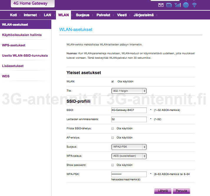 10. Kohdassa WLAN ja WLAN-asetukset voit mm.