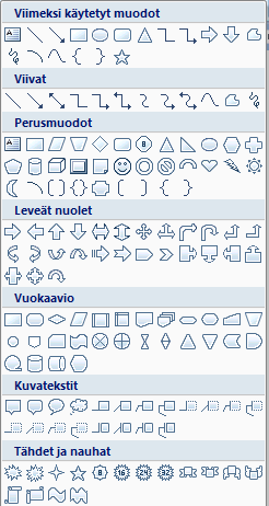 Piirtäminen MS Officen piirtotyökaluilla voi tehdä hyvinkin näyttäviä piirroksia. Niiden käytössä on hieman eroja eri Office ohjelmissa, tässä opettelemme niiden peruskäytön nimenomaan Wordissa. 1.