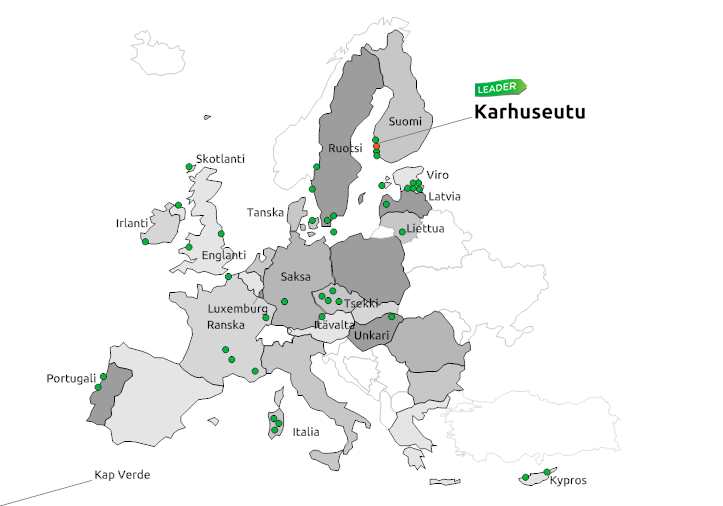 PARTNERIT 21 maata 43 toimintaryhmää Italia LAG Distretto Rurale BMGS LAG Logudoro Goceano LAG Sarcidano Barbagia di Seulo Itävalta LAG Sauwald Kap Verde Ami Ribeirão Association Kypros LAG