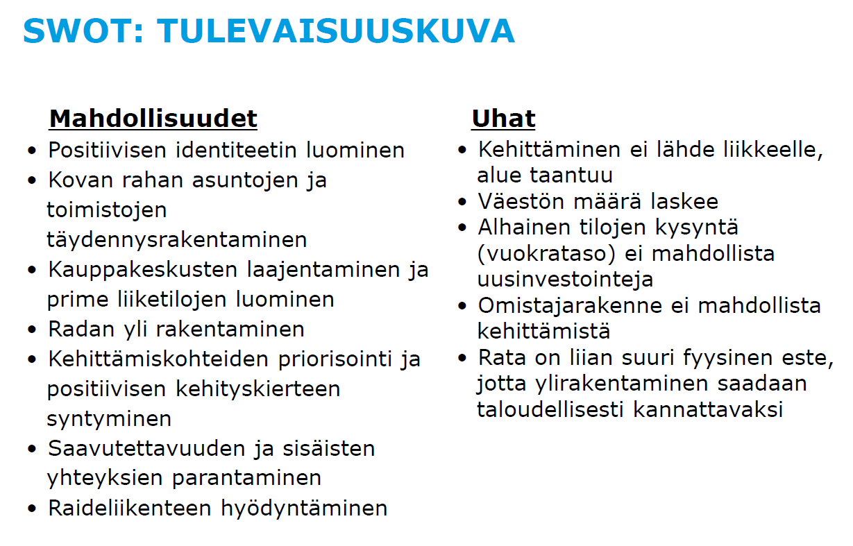 24 3. TULEVAISUUSKUVA Malmin tulevaisuuskuvalla tarkoitetaan realistista arviota Malmin kehittymismahdollisuuksista.