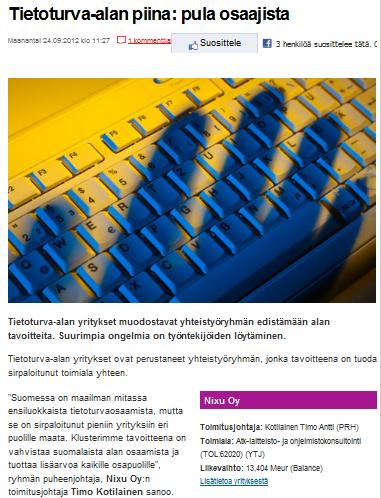 Toisaalta on pulaa hyvistä tekijöistä Ala-Pietilän työryhmän keinot kasvuun Uudistumista irtisanottujen tietotekniikkaosaajien ammattitaitoa pitää parantaa muuntokoulutuksella Veroetuja T&K kulut