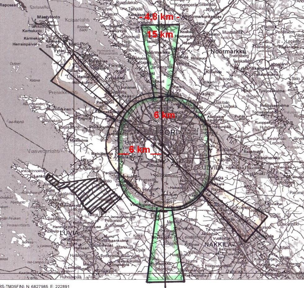 7 Kuva 5. Määräyksen AGA M3-6 mukaiset lentoaseman läheiset esterajoituspinnat. PORIN LENTOASEMA Kuva 6.