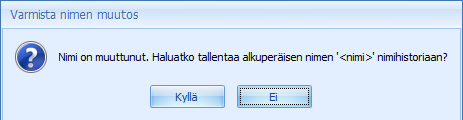 CSI Professional 2.0 Käyttöohje 38 (/129) Tiedot-kansion kaikki tekstikentät toimivat hakukriteereinä asiakas-kansion Etsi-kentässä. Asiakkaan nimen muutoksista voidaan tallentaa nimihistoria.