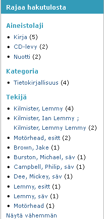 KUVA 9. Arenan viittauskäytäntö (Kuvakaappaus Arenasta. Hakupäivä 3.2.2012) Arenan asiasanahaku ei kohdistu viittauksiin henkilön- ja yhteisönnimistä.