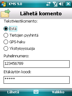 K Ä Y T T Ä J Ä N O P A S VARKAUDENESTOTOIMINTOJEN ETÄKÄYNNISTYS Sovellus sallii erityisen tekstiviestikomennon lähettämisen Varkaudenesto-toiminnoille toiselta laitteelta, johon on asennettu