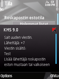 K Ä Y T T Ä J Ä N O P A S Ohita: älä lisää soittajan numeroa kumpaankaan listaan.