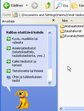 11 Kun napsautetaan Etsi painiketta, käynnistyy etsintätoiminto. Kuva 15: Etsi -toiminto 6.2.