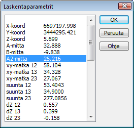 6.2 Suorakulmainen laskenta Suorakulmaisella laskennalla voidaan laskea ja tallentaa uusia pisteitä tai laskea olemassa olevien pisteiden sijaintia kahden valitun pisteen muodostaman vertailusuoran