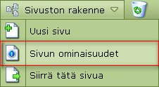 2.2.2 Sivun ominaisuudet Valitse Sivun ominaisuudet. Kuva 2.2.5: Sivun ominaisuudet.