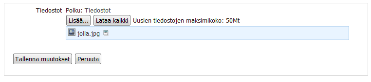 239 Tiedostot-välilhdellä wikiin voi lisätä erilaisia tiedostoja. Erityisesti wikiin lisättävät kuvat lisätään ensin Tied ostot-alueelle. 1.