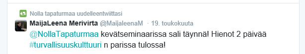 Seminaarin alustuksista opittiin esimerkiksi Ihmisen turvakehä on 5 m joka suuntaan, se on pinta-alaltaan 78,5 m2 suuruinen alue. Tällä alueella tapahtuvasta pitäisi olla tietoinen.