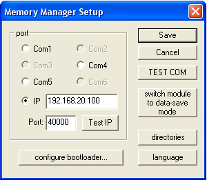 BL-NET:in liittäminen LAN-verkkoon 11. Kun Bootloader on valmisteltu, myös PC-ohjelmiston on tunnistettava oikea IP-osoite ja vastaava portti. Kohdassa 9 konfiguroitiin vain laite.