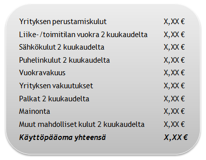 12 4.1 Investointilaskelma Kuten opinnäytetyön alaluvussa 2.