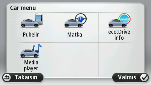 Car Menu näyttää seuraavanlaiselta eri automerkkien yhteydessä: Telephone Voit käyttää Blue&Me-TomTom 2 -navigaattoria handsfree-puheluiden hallintaan.