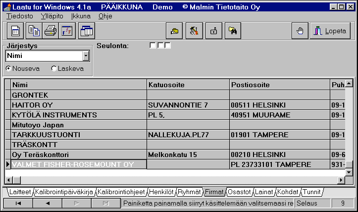 APUREKISTERIT : Firmat PÄÄIKKUNA