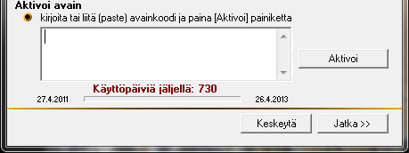 Käyttäjäksi rekisteröityminen Ohjelmistoon voi tutustua 180 päivän kokeilujakson ajan.