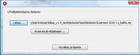 Kuva: Urheilijatietkanta tiedstn määrittäminen. Vit katsa esimerkin excel-tiedstn sisällöstä alikappaleesta 5.2 Urheilijatietkannan määrittely 8.