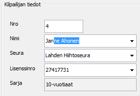 Kuva : Uuden sallistujan lisääminen sarjaan jssa santtajia. Vinkki 1!